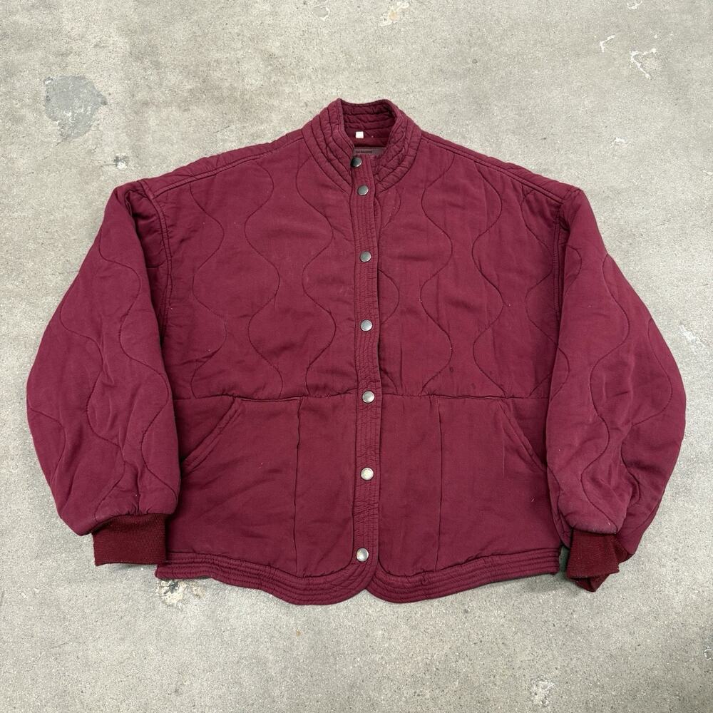 BLANK NYC QUILTED OUTERWEAR SNAP BUTTON BURGUNDY JACKET WOMENS SMALL